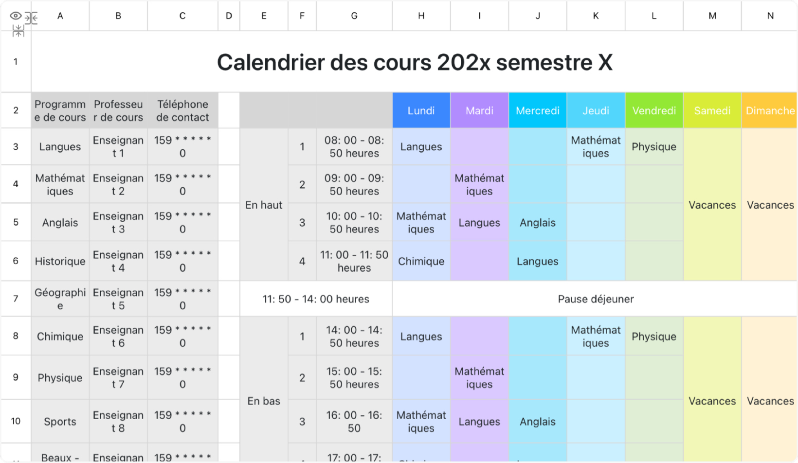 Modèle général du cours